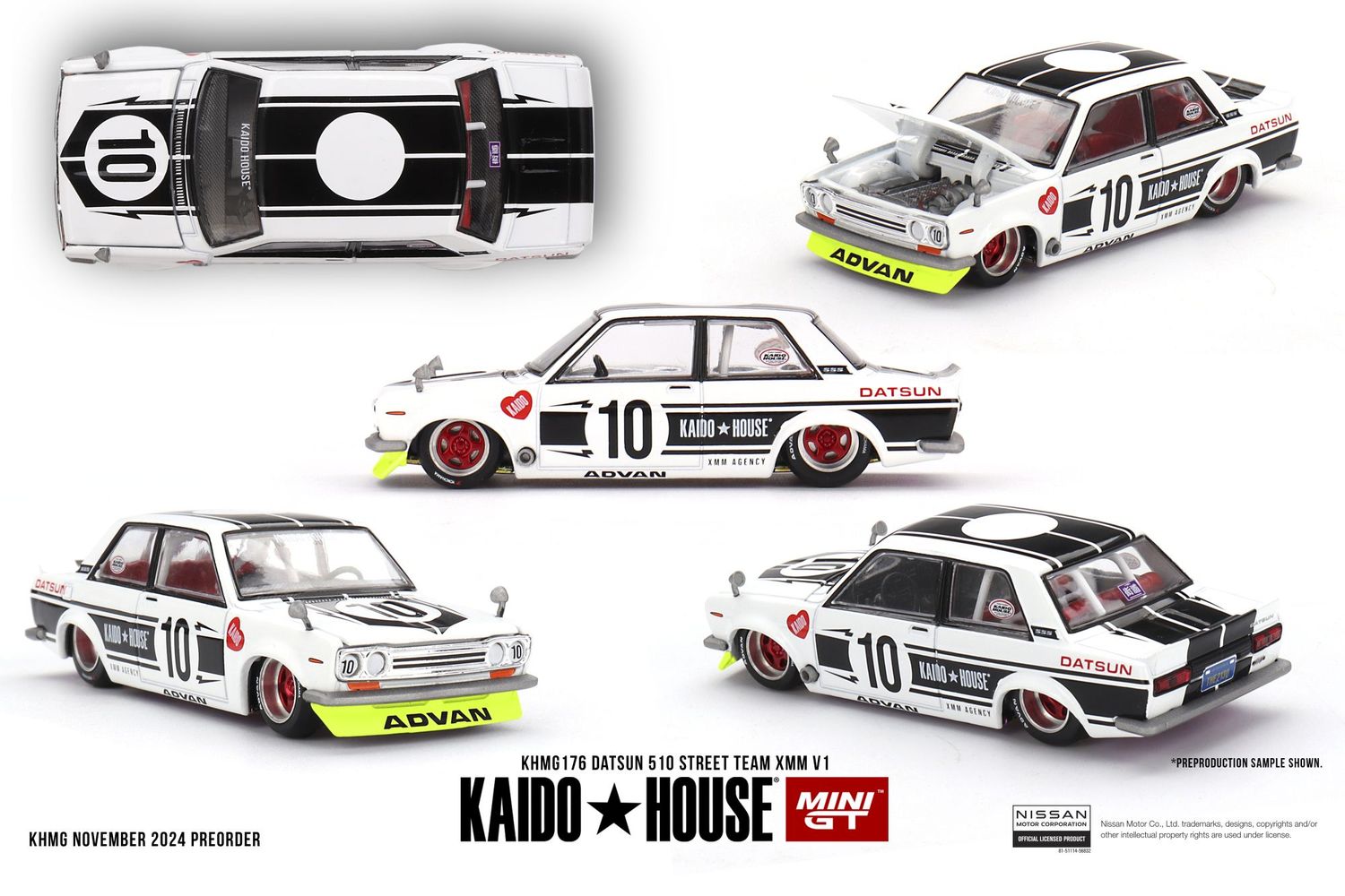 1:64 Mini GT - 1969 Datsun 510 Street Team XMM V1
