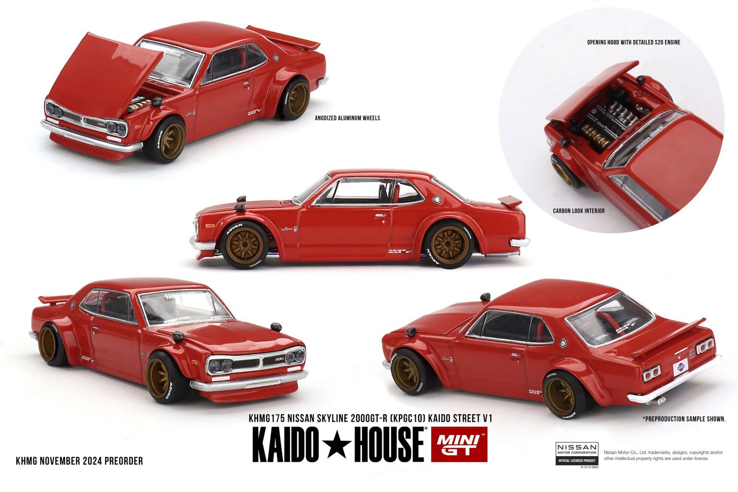 1:64 Mini GT - 1969 Nissan Skyline GT-R (KPGC10) Kaido Street V1, red