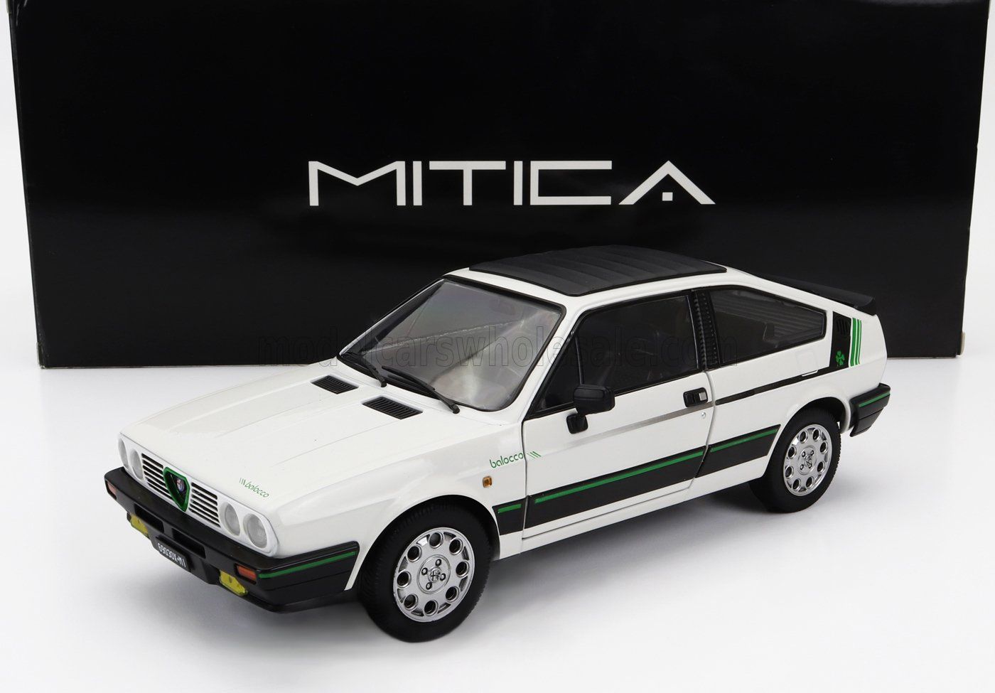 1:18 Mitica Diecast - 1984 Alfa Romeo Sprint 1.5 Quadrifoglio Verde Balocco White