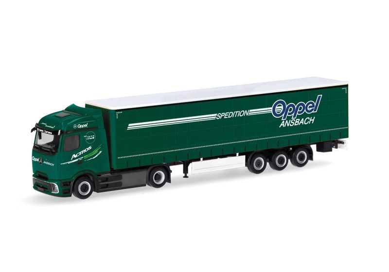 1:87 Herpa - Mercedes-Benz Actros Procabin Streamspace curtain canvas semitrailer truck "Oppel Ansbach"