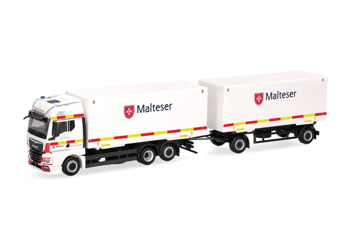 1:87 Herpa - MAN TGX GX Wechselkoffer-Hängerzug "Malteser/Bad Reichenhall"