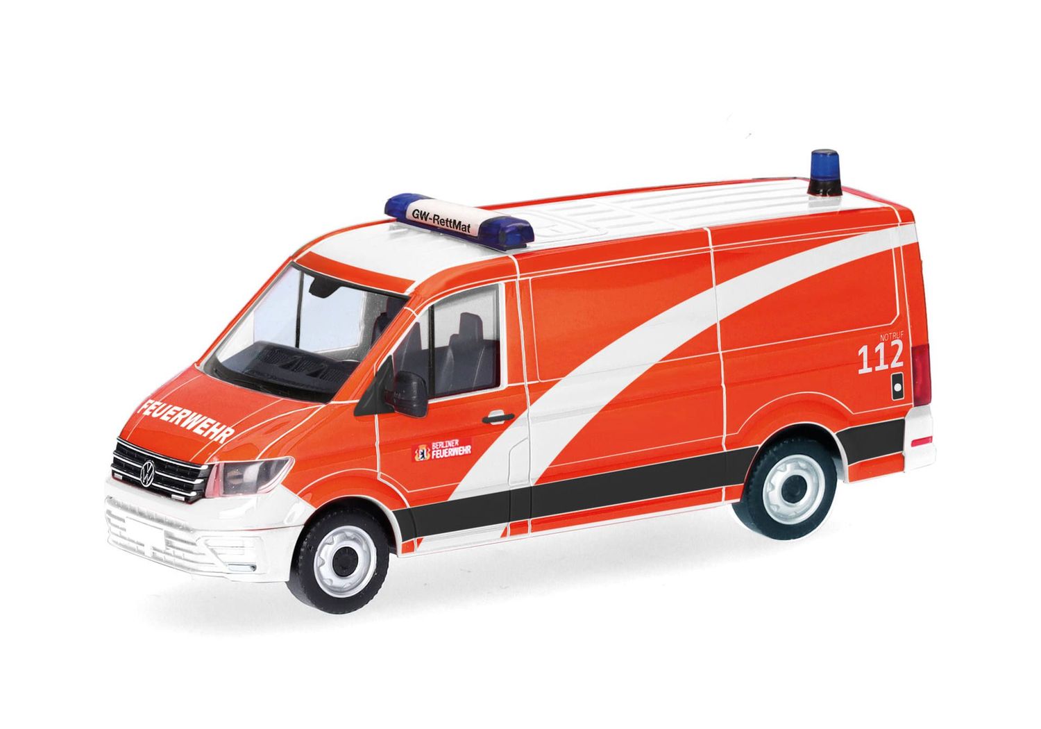 1:87 Herpa - Volkswagen (VW) Crafter Kasten Flachdach "Berliner Feuerwehr/GW-RettMat" (Gerätewagen-Rettungsmaterial)