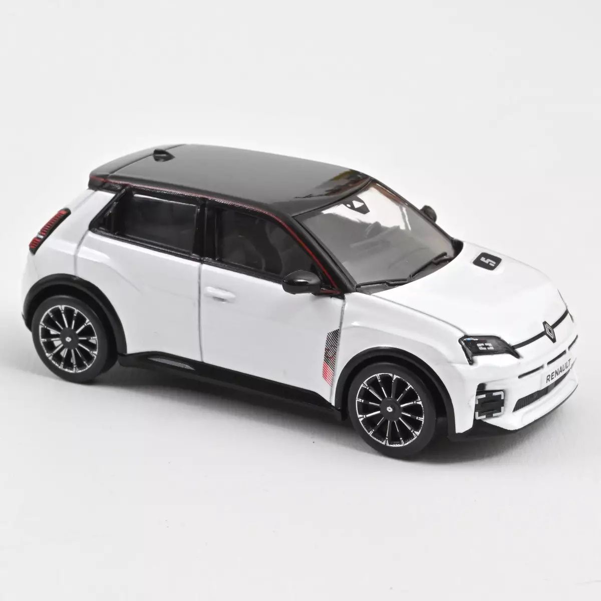 1:43 Norev - Renault 5 E-Tech 100% Elektrisch 2025 Perlmutt-Weiss und Schwarz