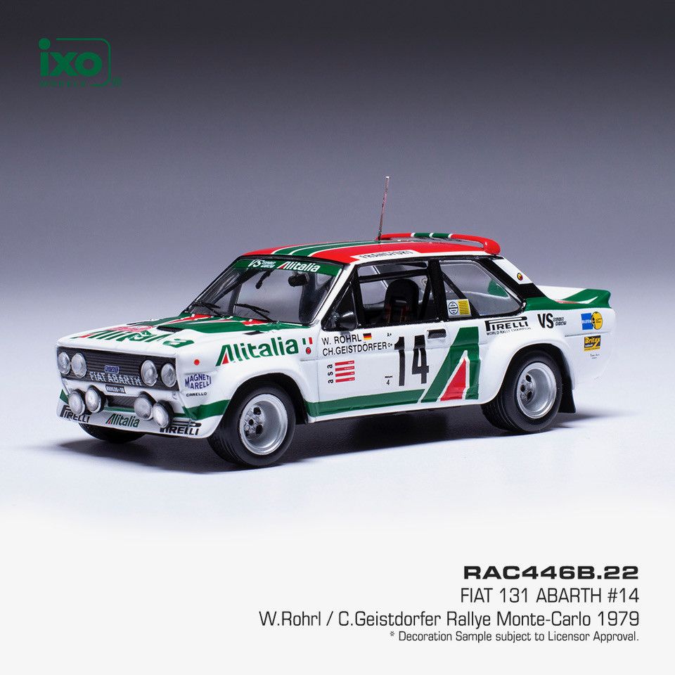 1:43 Ixo - 1979 Fiat 131 Abarth #14 Rally Monte Carlo W.Röhrl C.Geistdörfer