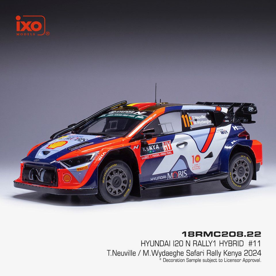 1:18 Ixo - 2024 Hyundai i20 N Rally1 Rally WRC #11 Safari Rallye Kenia T.Neuville M.Wydaeghe