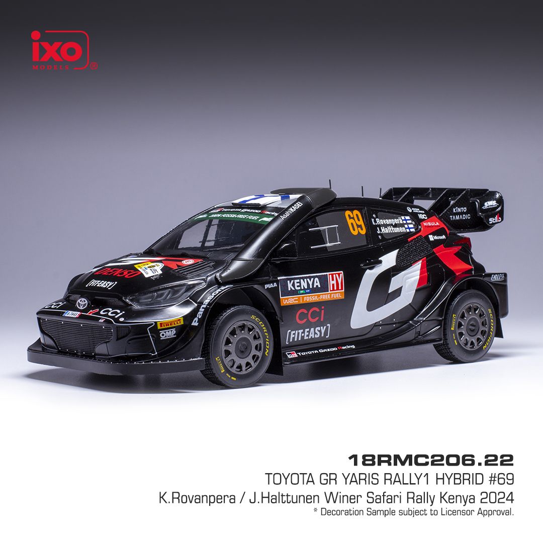 1:18 Ixo - 2024 Toyota Yaris Rally 1 WRC #69 Safari Rallye Kenia K.Rovanperä J.Halttunen