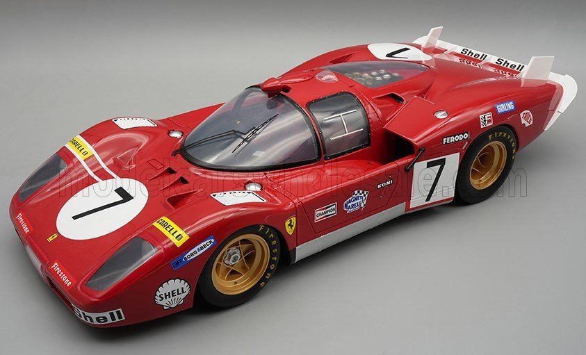 1:12 Tecnomodel - Ferrari 512S 5.0L V12 Team Sefac Spa Ferrari #7 #11 4th 24h Le Mans 1970 *With Showcase*