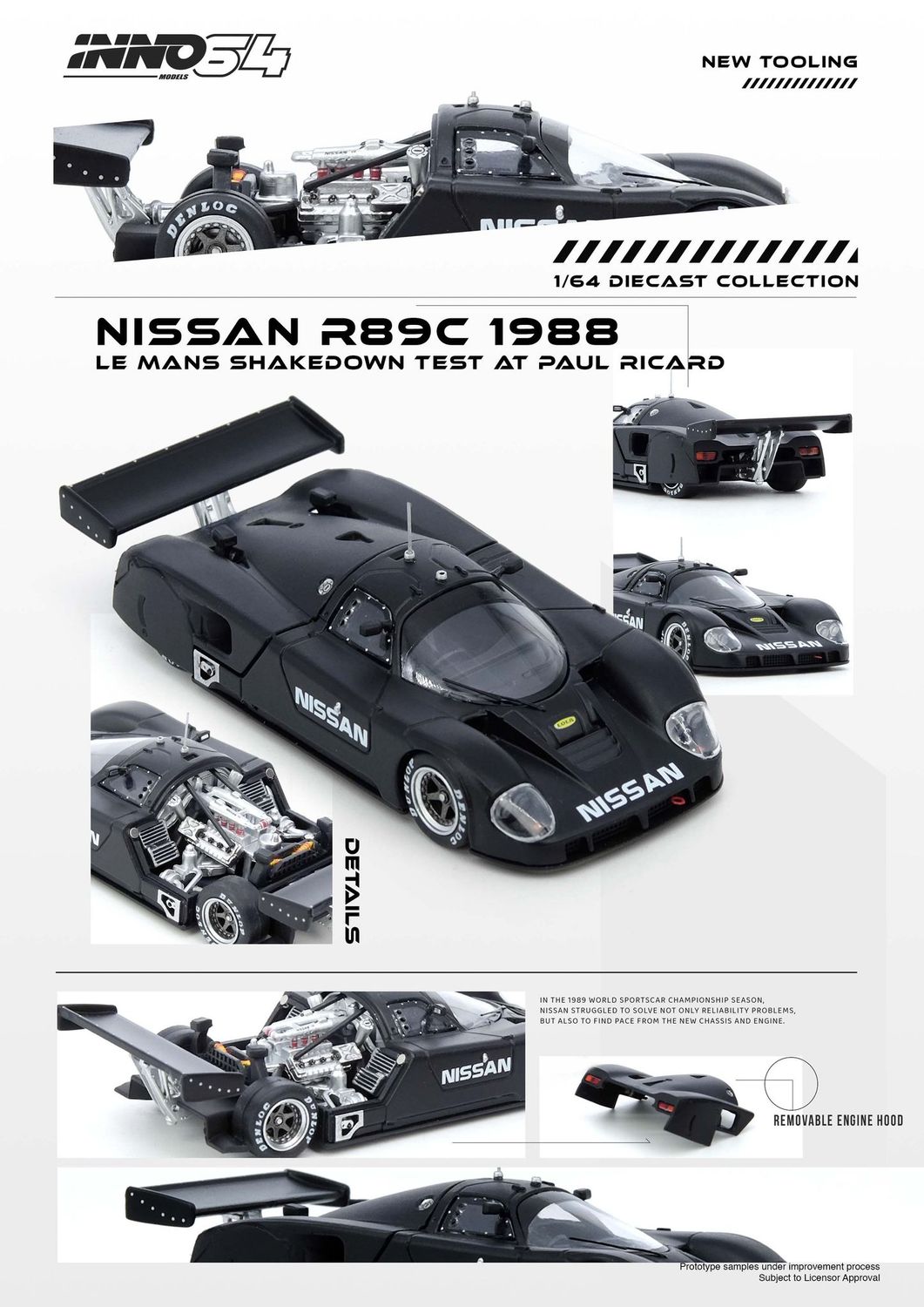 1:64 Inno64 - 1988 Nissan R8C Le Mans Shakedown Test At Paul Ricard, black
