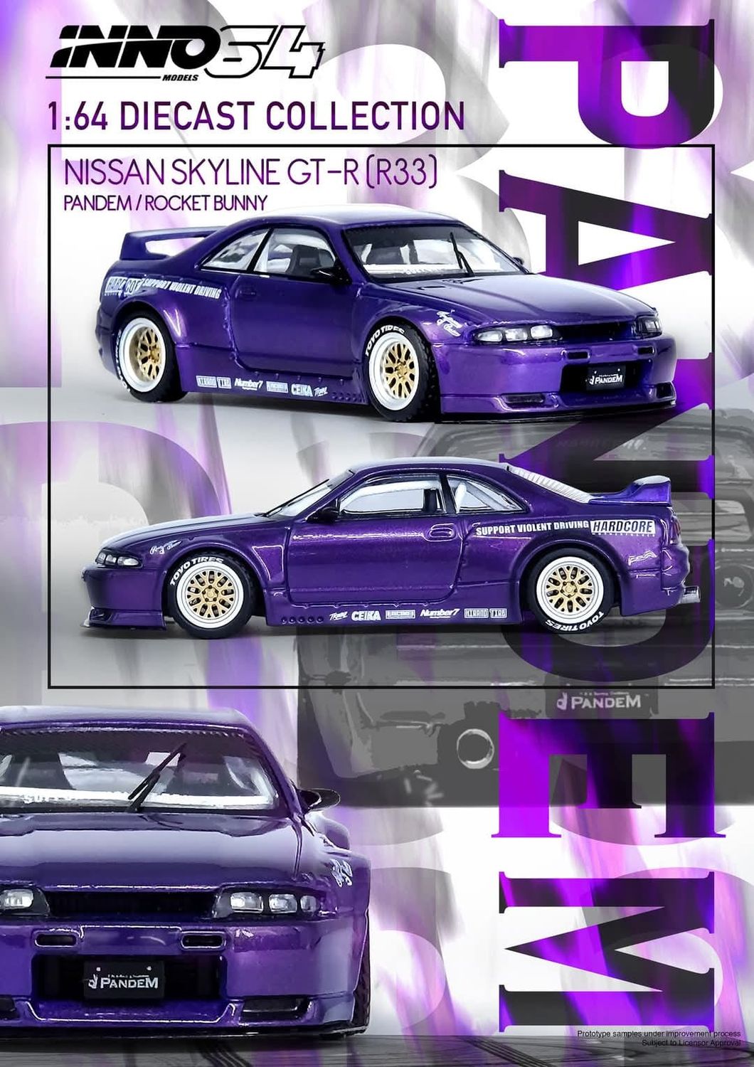 1:64 Inno64 - Nissan Skyline GT-R (R33) *Pandem Rocket Bunny*, purple