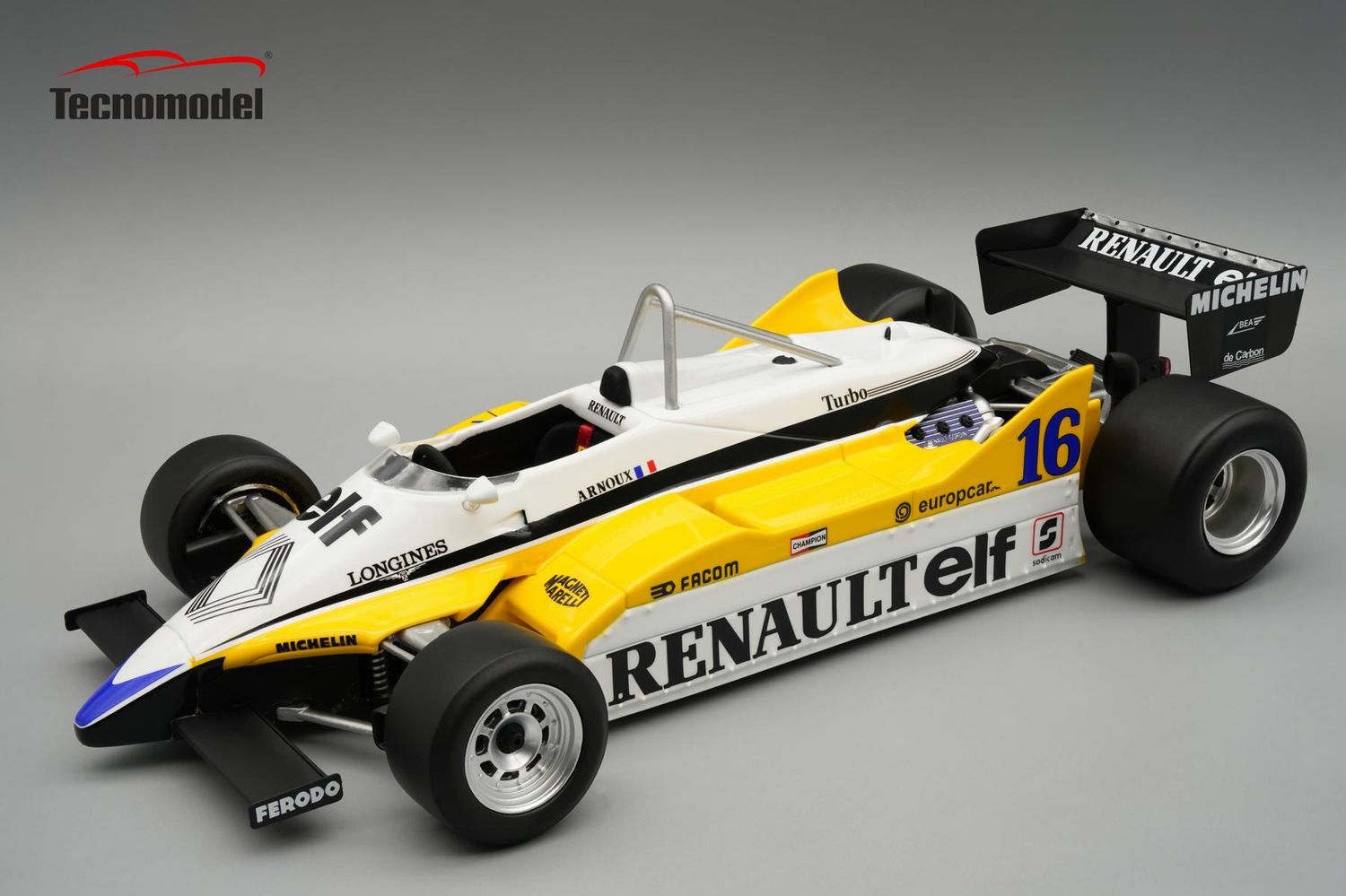 1:18 Tecnomodel - Renault F1 RE30B V6 Turbo Team renault Elf #16 Winner Italy GP 1982 R. Arnoux