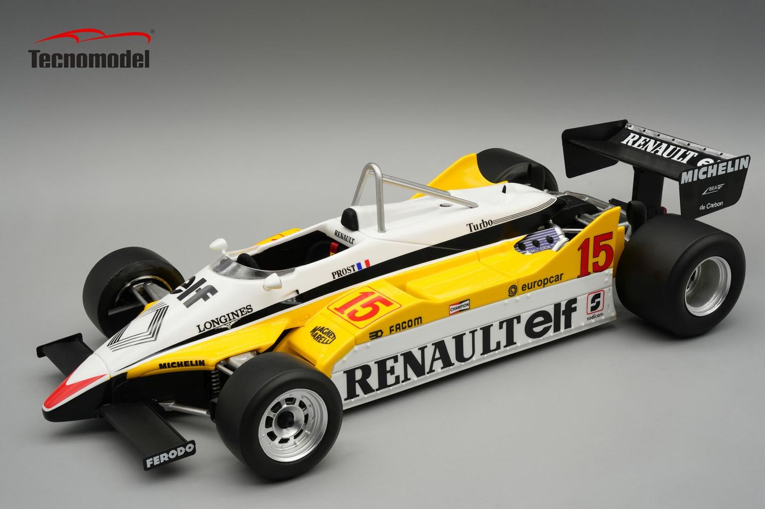 1:18 Tecnomodel - Renault F1 RE30B V6 Turbo Team renault Elf #15 Winner Barzilian GP 1982 A. Prost