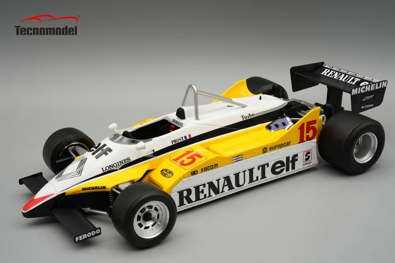 1:18 Tecnomodel - Renault F1 RE30B V6 Turbo Team renault Elf #15 Winner Barzilian GP 1982 A. Prost