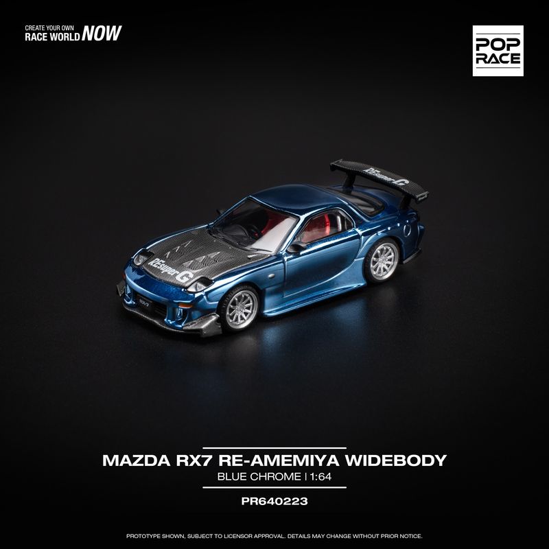 1:64 Pop Race Limited - Mazda RX7 Re-Amemiya Widebody, blue chrome 1:64 Pop Race Limited - Mazda RX7 Re-Amemiya Widebody, blue chrome