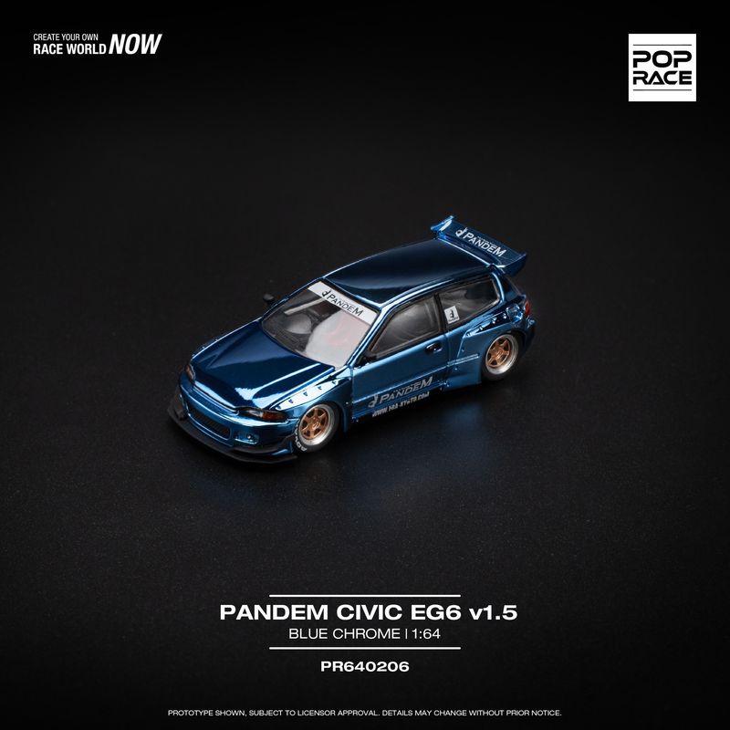 1:64 Pop Race Limited - Pandem Civic EG6, blue chrome 1:64 Pop Race Limited - Pandem Civic EG6, blue chrome