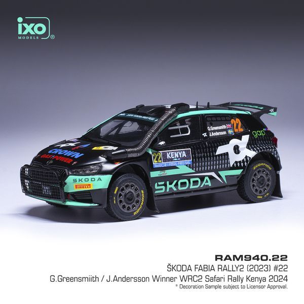 1:43 Ixo - 2024 Skoda Fabia Rally2 WRC #22 Safari Rallye Kenia G.Greensmith J.Andersson 1:43 Ixo - 2024 Skoda Fabia Rally2 WRC #22 Safari Rallye Kenia G.Greensmith J.Andersson