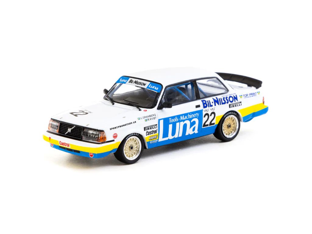 1:64 Tarmac - 1984 Volvo 240 Turbo #22 Ulf Granberg/Robert L. Kvist Winner ETCC Zolder, white/blue