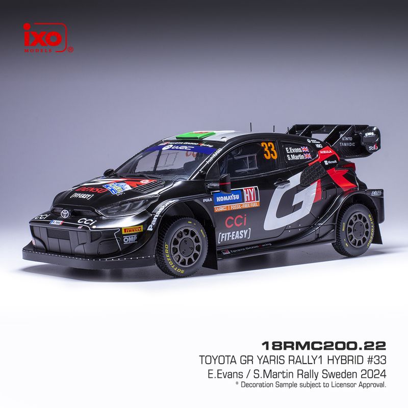 1:18 Ixo - Toyota Yaris Rally 1 #33 Rallye Schweden E.Evans S.Martin 2024 1:18 Ixo - Toyota Yaris Rally 1 #33 Rallye Schweden E.Evans S.Martin 2024