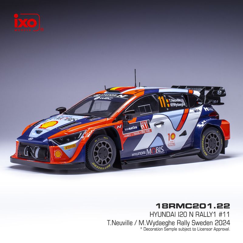 1:18 Ixo - Hyundai i20 N Rally1 #11 Rallye Schweden T.Neuville M.Wydaeghe 20024 1:18 Ixo - Hyundai i20 N Rally1 #11 Rallye Schweden T.Neuville M.Wydaeghe 20024