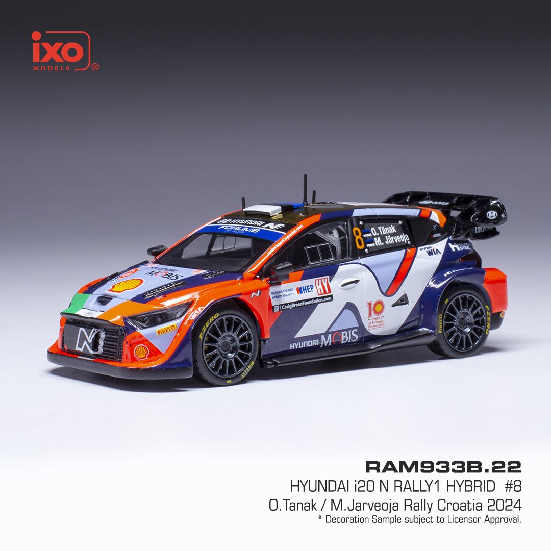 1:43 Ixo - 2024 Hyundai i20 N Rally1 WRC #8 Rally Croatia O.Tanak M.Jarveoja