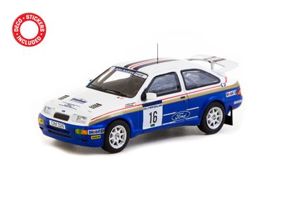 1:64 Tarmac - 1989 Ford Sierra RS Cosworth #16 Saeed Al-Hajri/Steve Bond Rally of New Zealand, white/blue 1:64 Tarmac - 1989 Ford Sierra RS Cosworth #16 Saeed Al-Hajri/Steve Bond Rally of New Zealand, white/blue