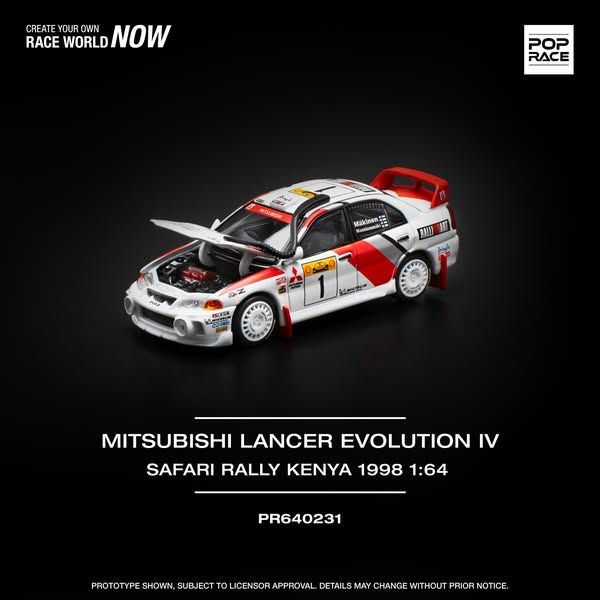 1:64 Pop Race Limited - Mitsubishi Lancer Evolution IV, #1 Safari Rally Kenya 1998 1:64 Pop Race Limited - Mitsubishi Lancer Evolution IV, #1 Safari Rally Kenya 1998