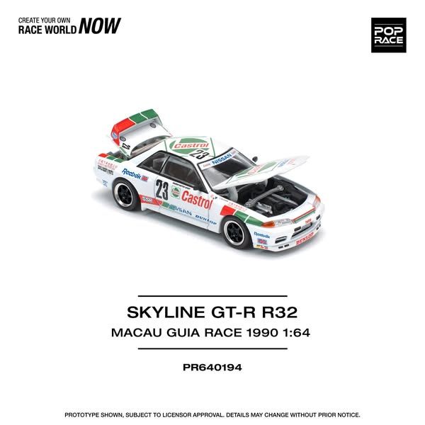 1:64 Pop Race Limited - Nissan Skyline GT-R R32 #23 Macau Guia Race 1990 Winner,