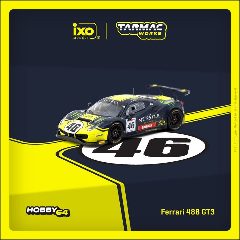 1:64 Tarmac - 2019 Ferrari 488 GT3 #46 V. Rossi/A. Salucci/L. Marini, Gulf 12 Hours 2019 1:64 Tarmac - 2019 Ferrari 488 GT3 #46 V. Rossi/A. Salucci/L. Marini, Gulf 12 Hours 2019
