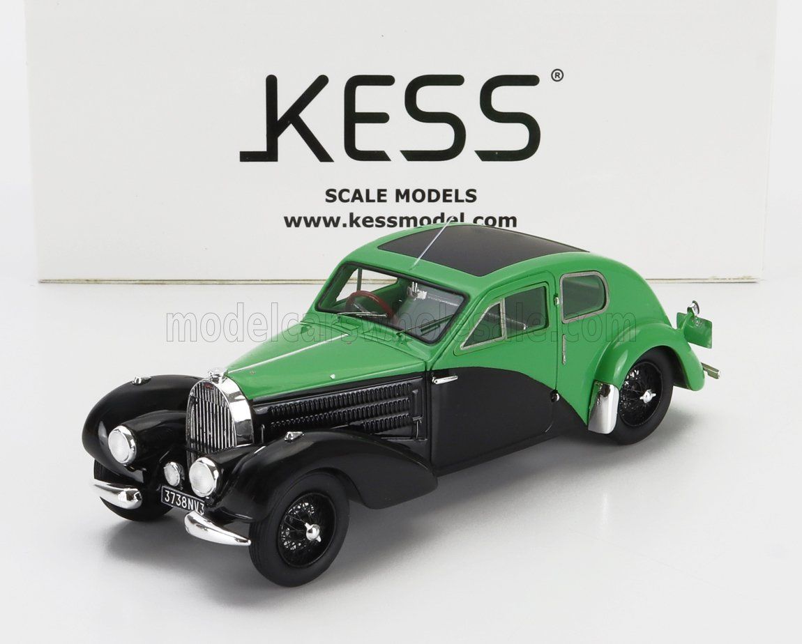 1:43 Kess Model - Bugatti 57c s/n.57355 Coupe Aerodynamic Closed Roof 1938 Green Black