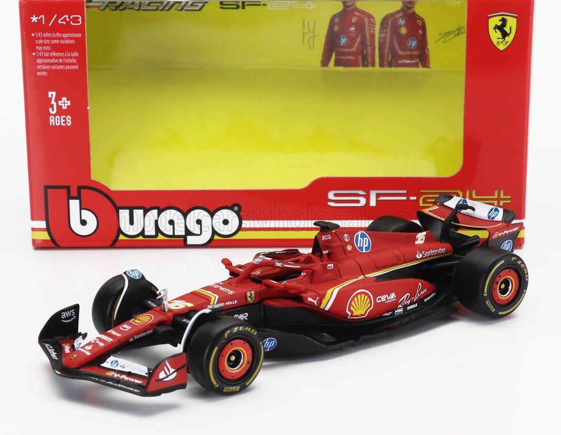 1:43 Bburago - Ferrari F1 SF-24 Team Scuderia Ferrari #16 4th Imola GP 2024 Charles Leclerc *Carmodel Exclusiv*