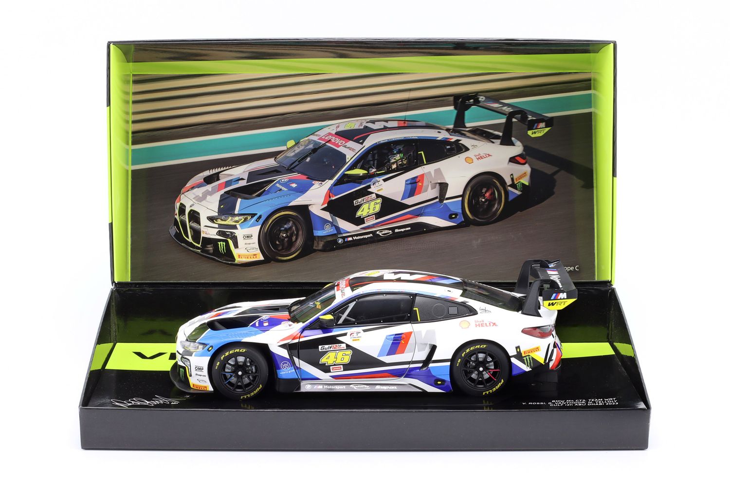 1:18 Minichamps - BMW 4-Series M4 GT3 Team WRT #46 Gulf 12h Abu Dhabi 2024 V. Rossi - N. Yelloy - D. Vanthoor