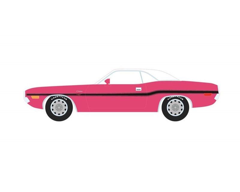 1:18 Greenlight - 1970 Dodge Challenger R/T Hardtop 440 Six Pack, panther pink with white top and white interior