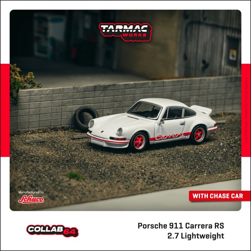 1:64 Tarmac - Porsche 911 Carrera RS 2.7 Lightweight, white/red 1:64 Tarmac - Porsche 911 Carrera RS 2.7 Lightweight, white/red
