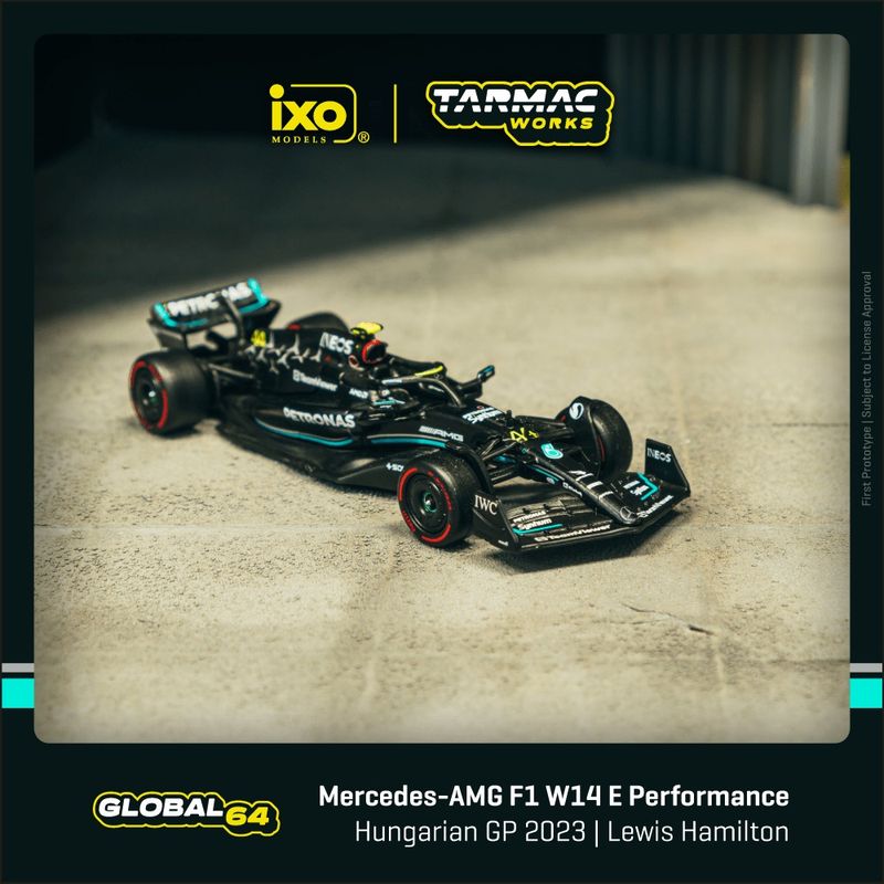 1:64 Tarmac - Mercedes-AMG F1 W14 E Performance #44 Lewis Hamilton, Hungarian Grand Prix 2023 Pole Position 1:64 Tarmac - Mercedes-AMG F1 W14 E Performance #44 Lewis Hamilton, Hungarian Grand Prix 2023 Pole Position