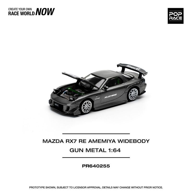 1:64 Pop Race Limited - Mazda RX7 RE-AMEMIYA, gun metal 1:64 Pop Race Limited - Mazda RX7 RE-AMEMIYA, gun metal