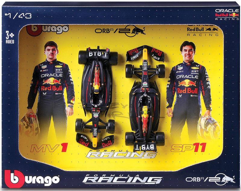 1:43 Bburago - Red Bull Set F1 x2 RB20 Team Oracle Red Bull Racing #1 World Champion Season 2024 M. Verstappen & #11 S. Perez