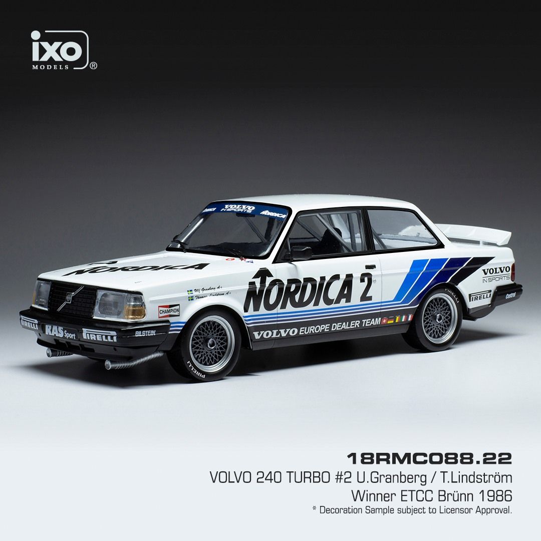 1:18 Ixo - Volvo 240 Turbo, No.2, Volvo Europe Dealer Team, Nordica, ETCC, Brünn, U.Granberg/T.Lindström, 1986