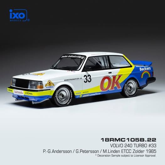 1:18 Ixo - Volvo 240 Turbo, No.33, OK, ETCC, Zolder, P-G.Andersson/G.Petersson/M.Linden, 1985