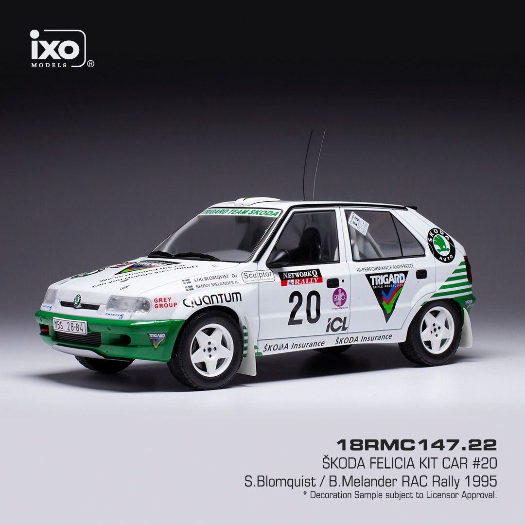 1:18 Ixo - Skoda Felicia Kit Car, No.20, Rallye WM, RAC Rally, S.Blomqvist/B.Melander, 1995