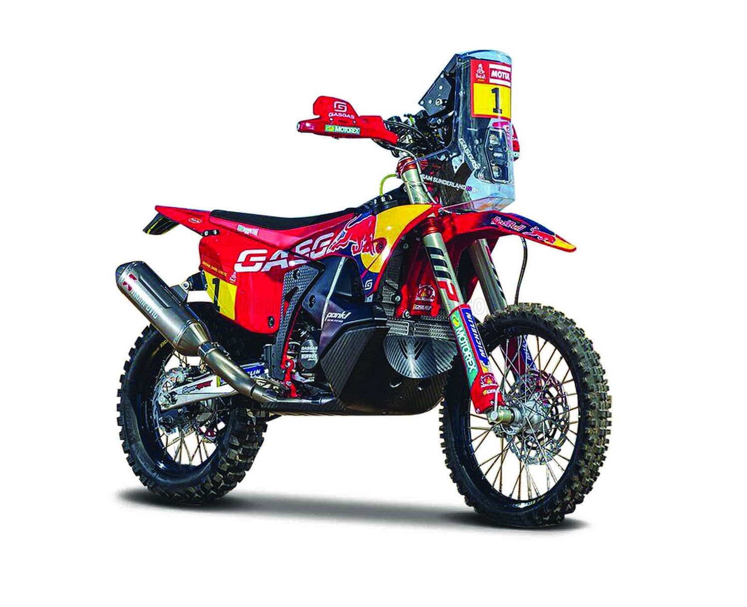 1:18 Bburago - 2023 KTM RX450F Team REd Bull Gasgas Racing #1 Rally Dakar S. Sunderland