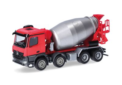 1:87 Herpa - Mercedes-Benz Arocs M Betonmischer-LKW 4-achs, rot/silber