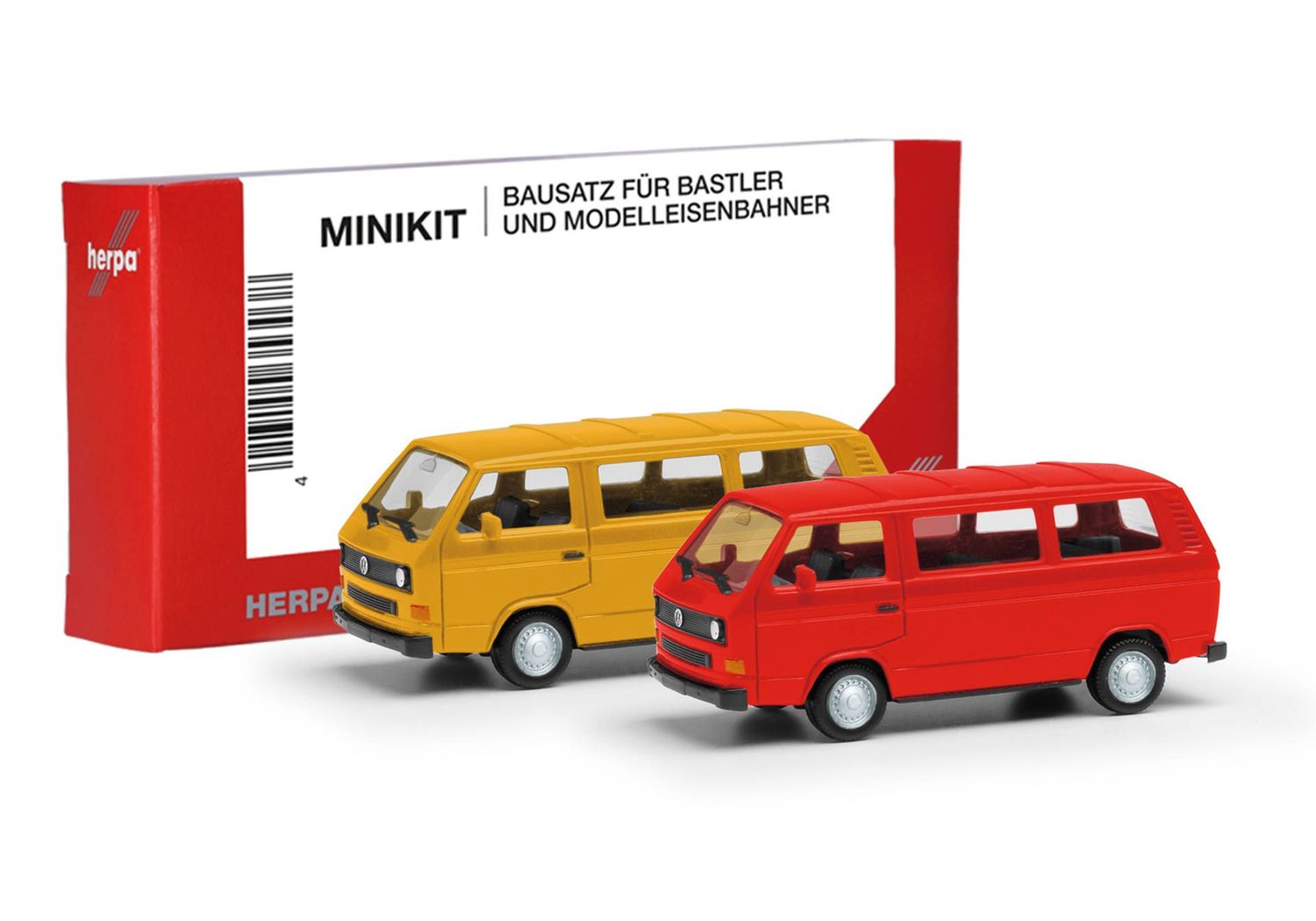 1:87 Herpa - Herpa MiniKit: VW T3 Bus ginstergelb und feuerrot, 2 Stück