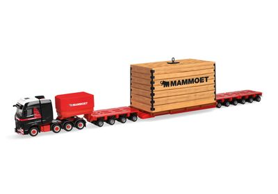 1:87 Herpa - Mercedes-Benz Actros SLT Schwerlast-Sattelzug mit Kiste 1:87 Herpa - Mercedes-Benz Actros SLT Schwerlast-Sattelzug mit Kiste "Mammoet" (Niederlande)