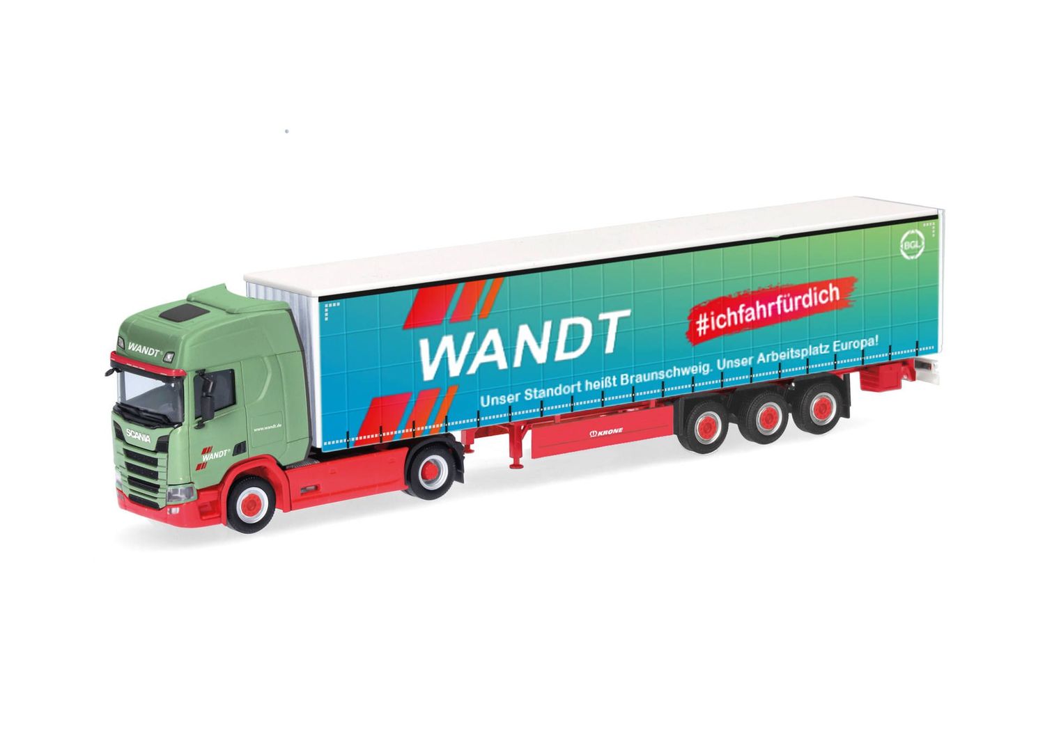 1:87 Herpa - Scania CR 20 HD Gardinenplanen-Sattelzug "Wandt/BGL"