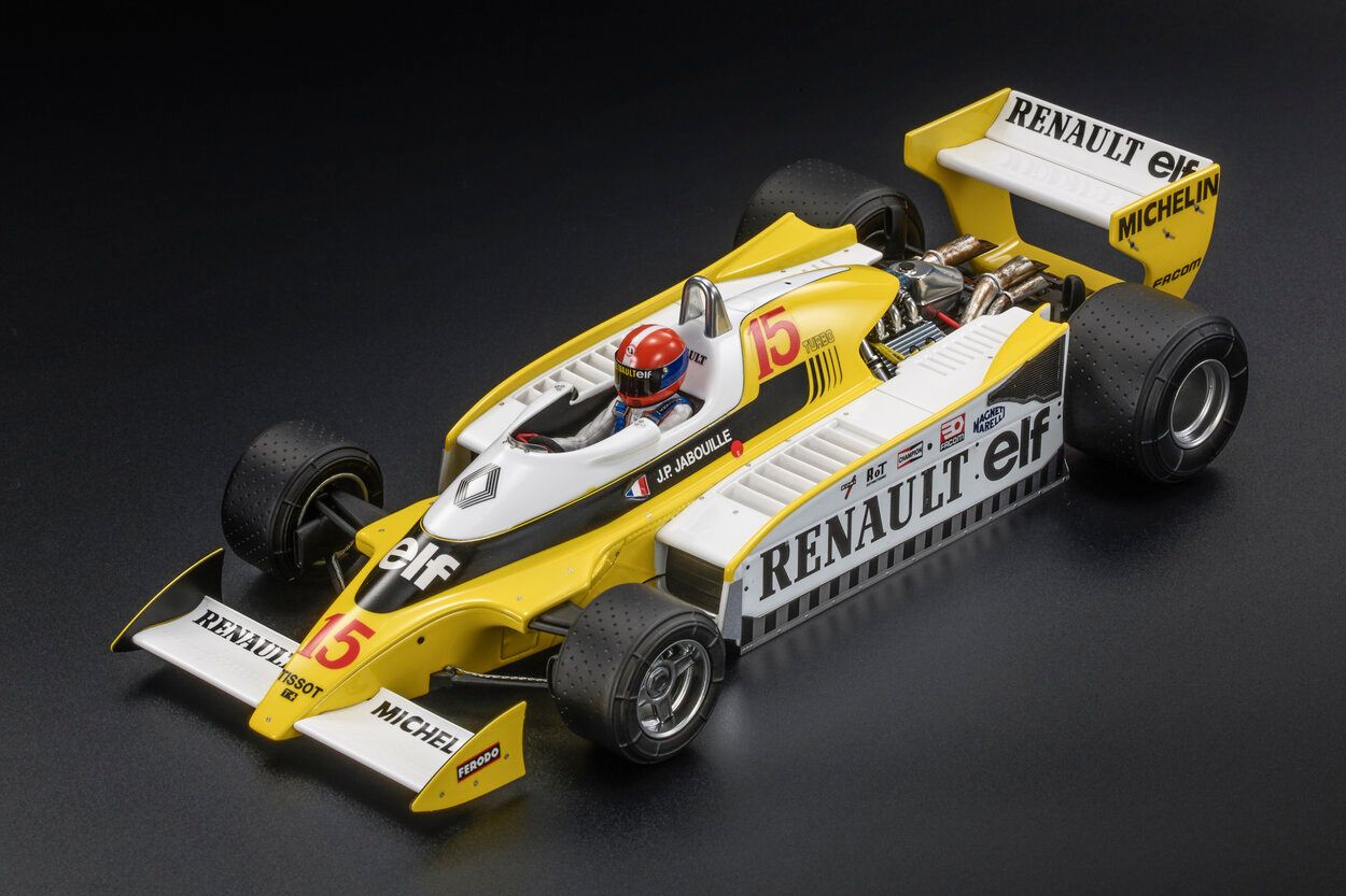 1:18 GP Replicas - Renault F1 RS10 Team Renault Elf #15 Pole Position and Winner France GP 1979 Jean Pierre Jabouille (Mit Fahrerfigur)