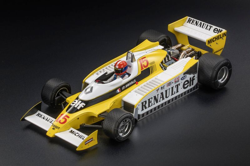 1:18 GP Replicas - Renault F1 RS10 Team Renault Elf #15 Pole Position and Winner France GP 1979 Jean Pierre Jabouille (Mit Fahrerfigur) 1:18 GP Replicas - Renault F1 RS10 Team Renault Elf #15 Pole Position and Winner France GP 1979 Jean Pierre Jabouille (Mit Fahrerfigur)