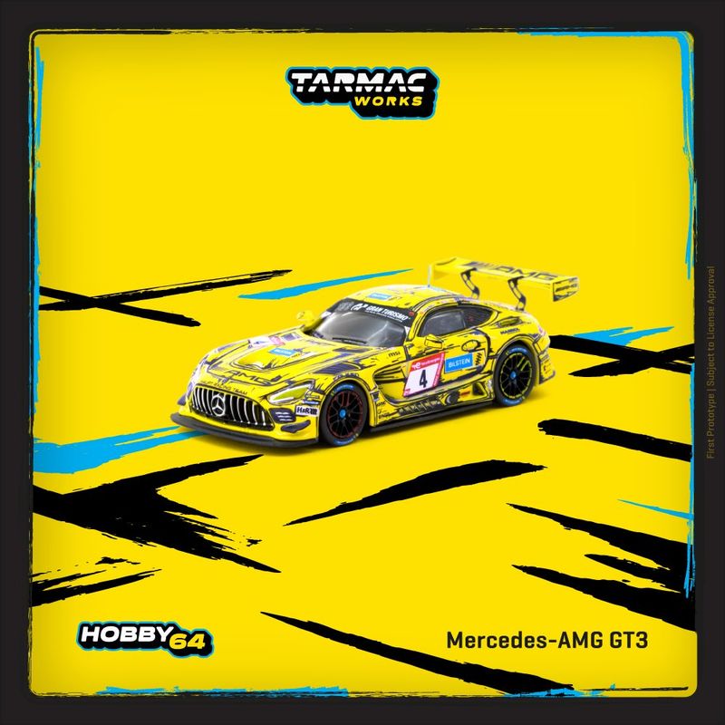 1:64 Tarmac - Mercedes Benz AMG GT3 #4 P.Ellis/R.Marciello/E. Mortara/L.Stolz, Nürburgring 24h 2023 1:64 Tarmac - Mercedes Benz AMG GT3 #4 P.Ellis/R.Marciello/E. Mortara/L.Stolz, Nürburgring 24h 2023