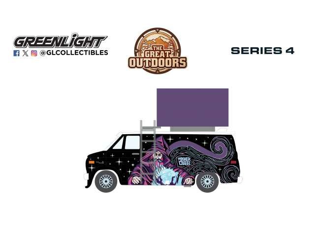 1:64 Greenlight - 1978 GMC Vandura Custom Van Wizard with Camp'otel Cartop Sleeper Ten *The Great Outdoors Series 4*
