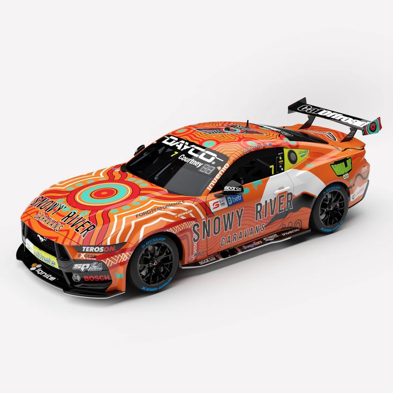 1:18 Authentic Collectables - Snowy River Racing #7 Ford Mustang GT - 2024 Betr Darwin Triple Crown Indigenous Round - Driver: James Courtney 1:18 Authentic Collectables - Snowy River Racing #7 Ford Mustang GT - 2024 Betr Darwin Triple Crown Indigenous Round - Driver: James Courtney