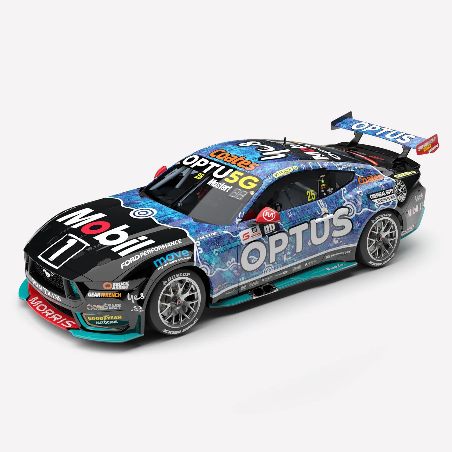 1:18 Authentic Collectables - Mobil 1 Optus Racing #25 Ford Mustang GT - 2024 NTI Townsville 500 Indigenous Livery - Driver: Chaz Mostert