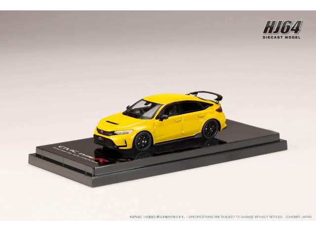 1:64 Hobby Japan - Honda Civic Type R (FL5), Racing Black Package 2025, yellow-customized color version